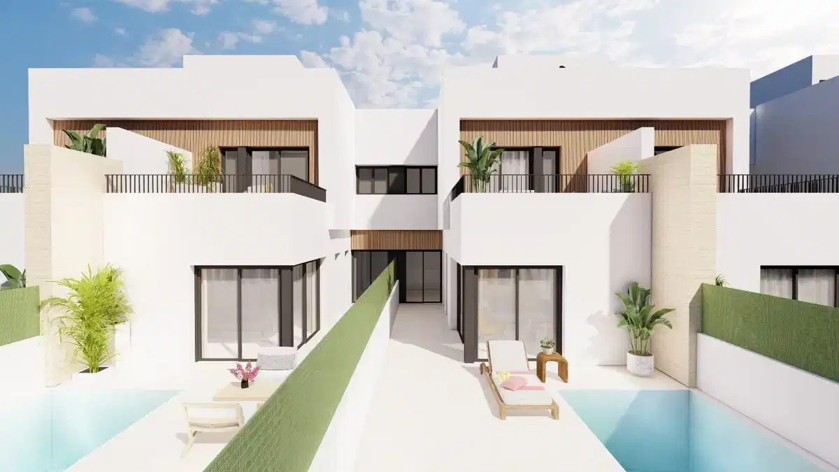 3-Bedroom, 3-Bathroom Modern Semi-Detached Villas with Private Pool near the Sea in Santiago de la Ribera