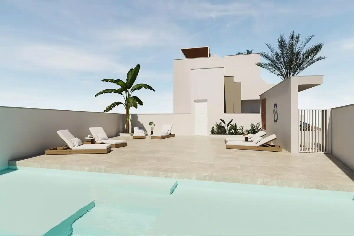 1-Bedroom, 1-Bathroom Modern Top Floor Bungalow with Rooftop Solarium Near the Beach in San Pedro del Pinatar