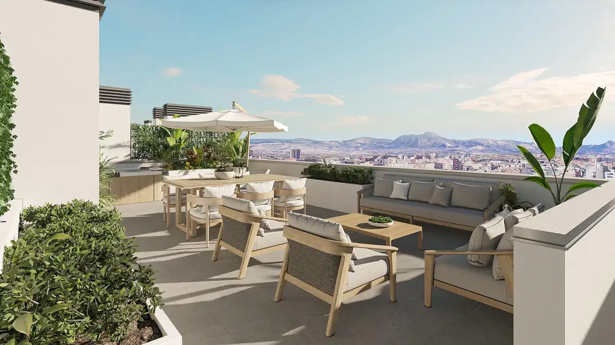 3-Bedroom, 2-Bathroom Penthouse with Panoramic City and Mountain Views in San Agustín, Alicante